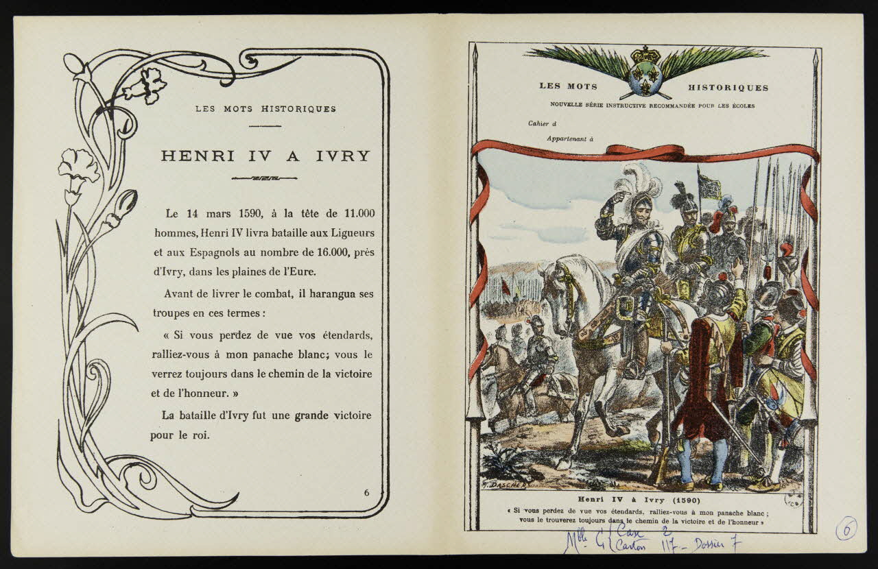 estampe LES MOTS HISTORIQUES  HENRI IV A IVRY 1963.144.68 Photo