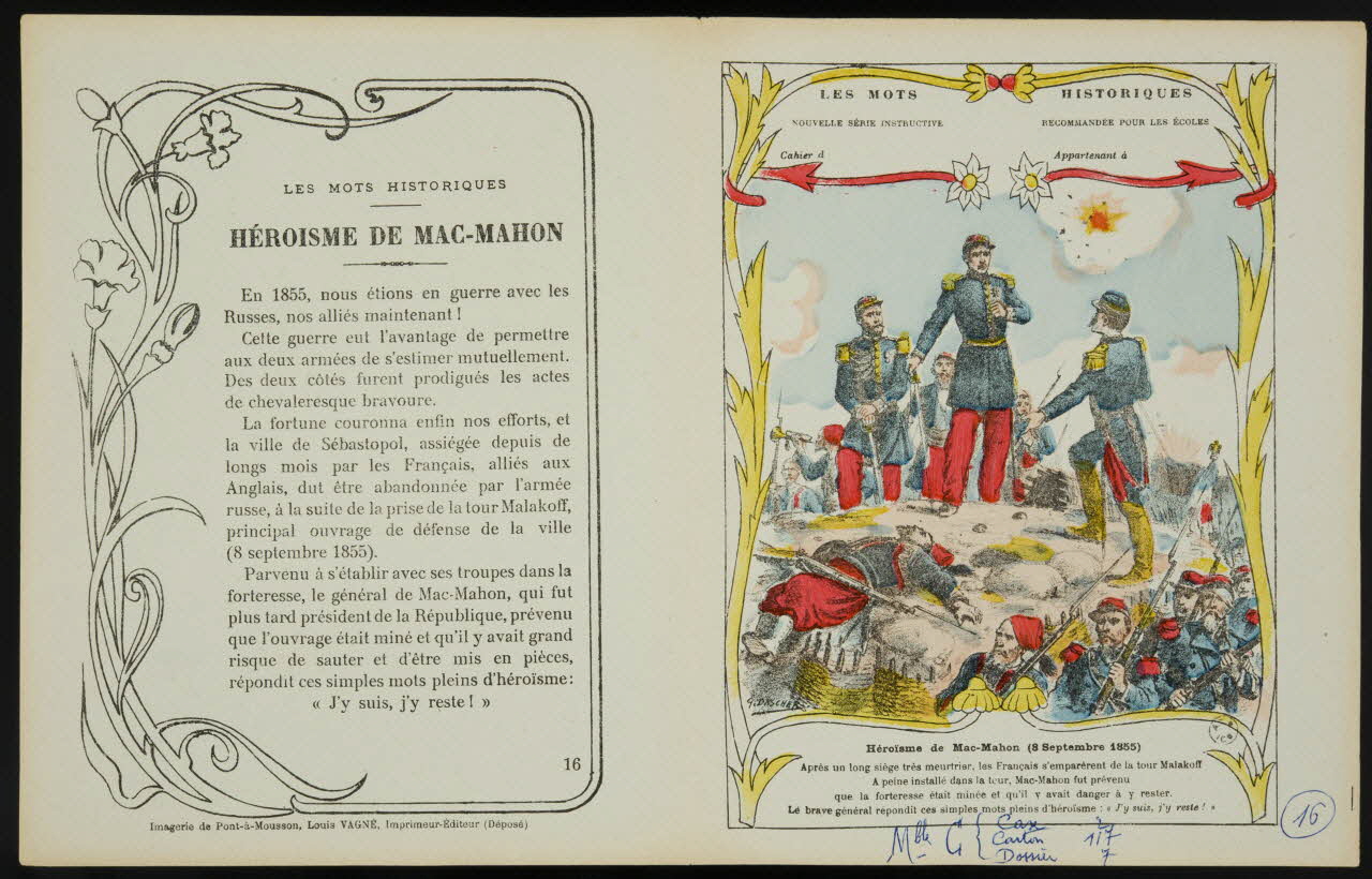 estampe LES MOTS HISTORIQUES  HEROISME DE MAC-MAHON 1963.144.78 Photo