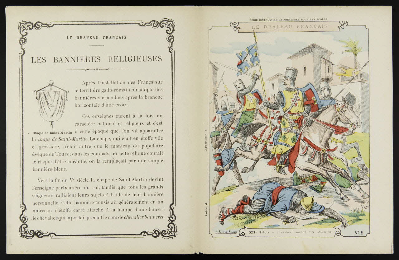 estampe LE DRAPEAU FRANCAIS  XIIe Siècle - Chevalier banneret aux Croisades 1963.144.80 Photo