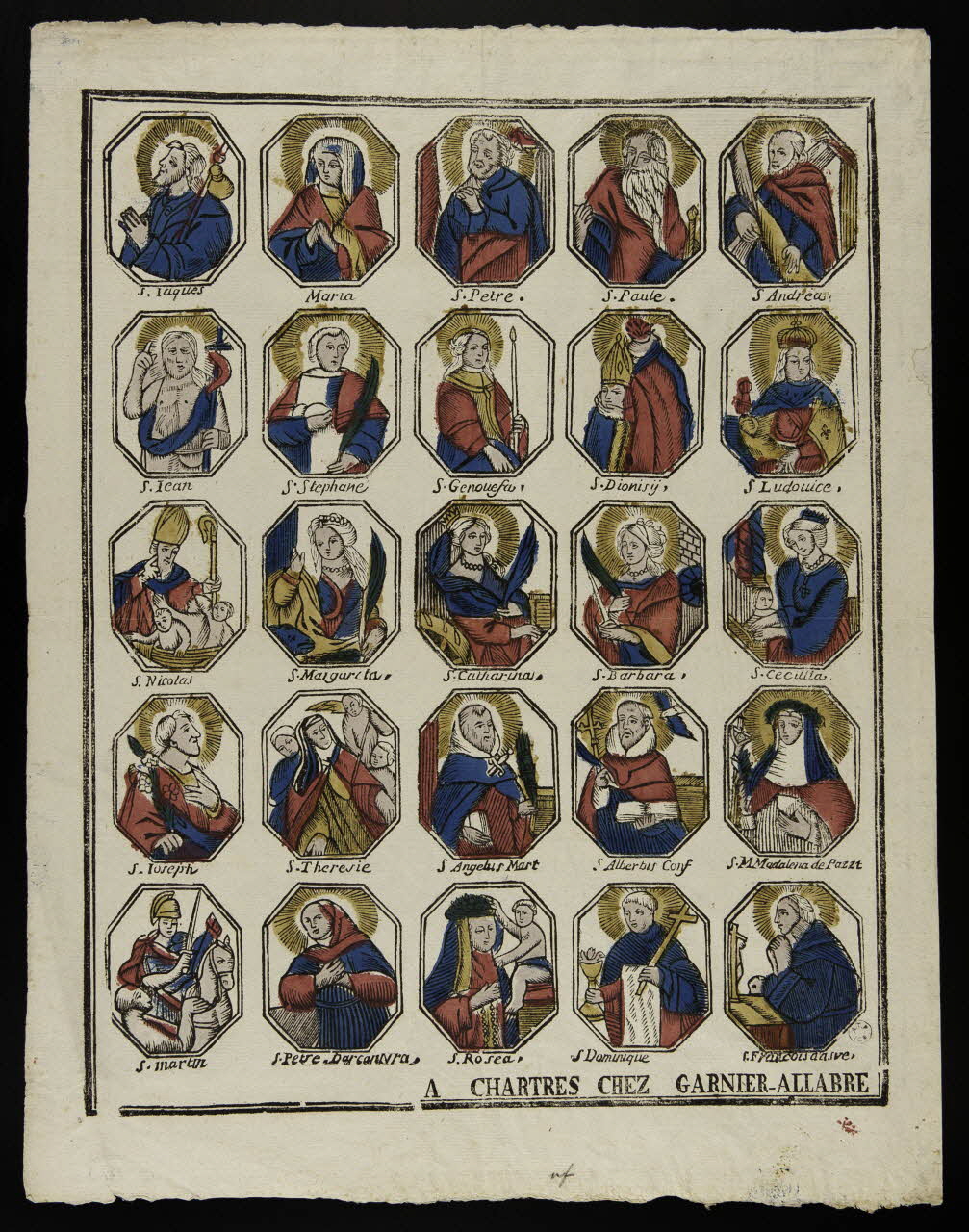 imagerie ancienne Planche de saintetés 1963.157.1 Photo