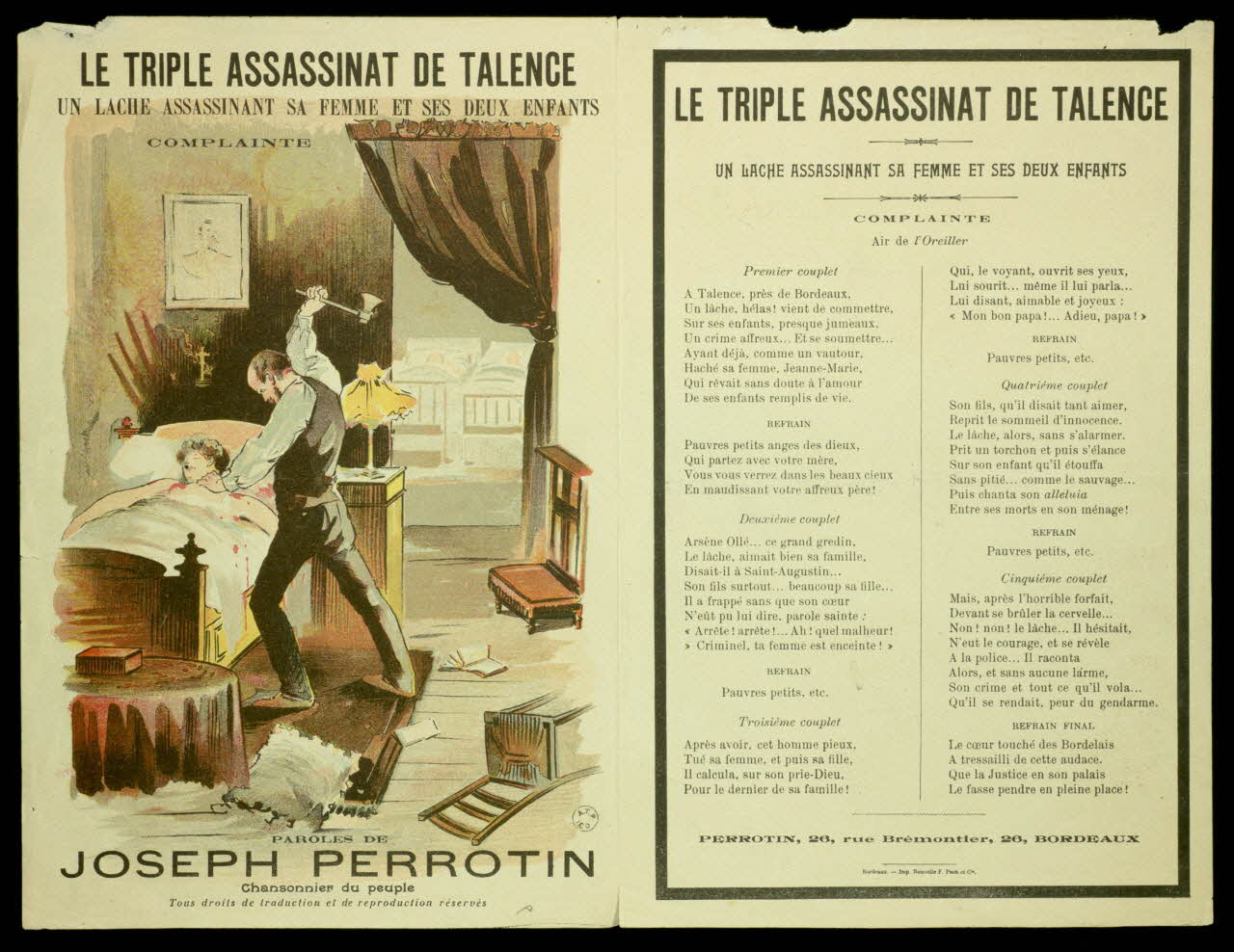 estampe LE TRIPLE ASSASSINAT DE TALENCE  UN LACHE ASSASSINANT SA FEMME ET SES DEUX ENFANTS 1963.21.27 Photo