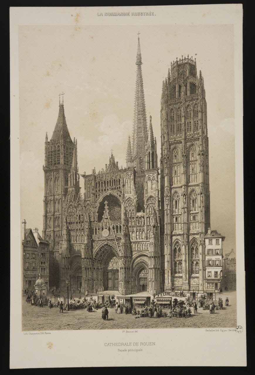 estampe LA NORMANDIE ILLUSTREE.  CATHEDRALE DE ROUEN.  Façade principale. 1963.5.10 Photo