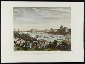 Pierre-Gabriel Berthault ; Prieur partie d'un ensemble d'estampes FETE EXECUTEE EN MEMOIRE DE LA FEDERATION GENERALE : JOUTE SUR L'EAU  LE 18 Juillet 1790. Paris 1791-1817 1963.5.32  Photo
