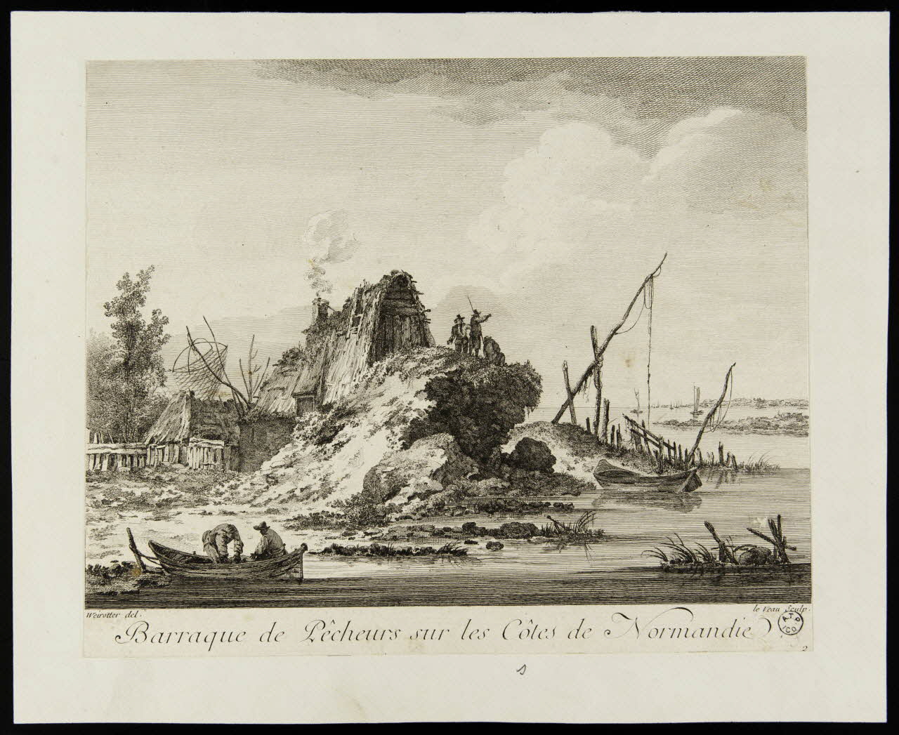 estampe Barraque de Pêcheurs sur les Côtes de Normandie 1963.56.4 Photo