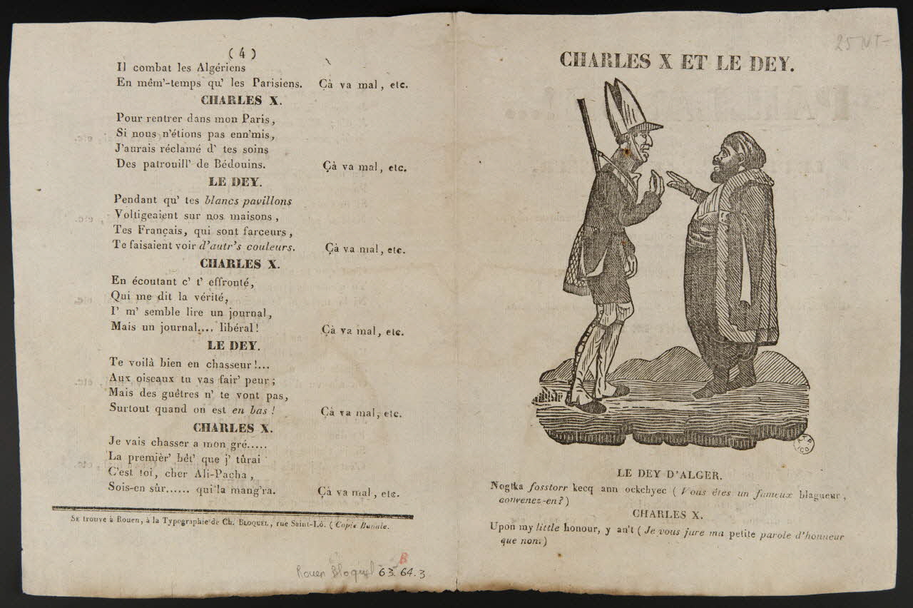 Bloquel Charles ; Bloquel-Gallier Charles imagerie ancienne CHARLES X ET LE DEY Rouen 1824-1830 1963.64.3 Photo