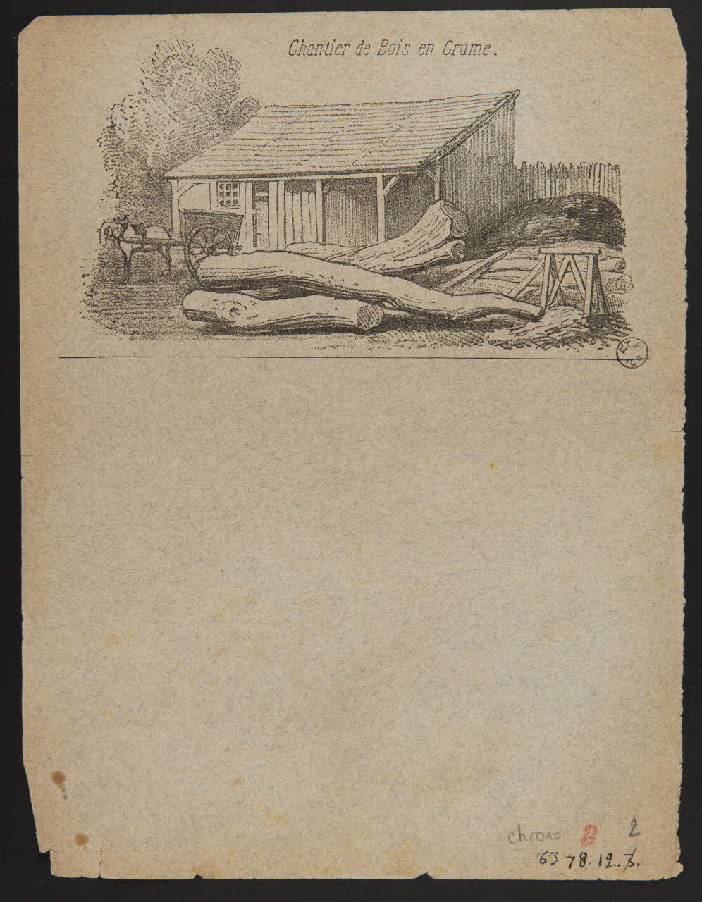 estampe Chantier de Bois en Grume. 1963.78.12.2 Photo
