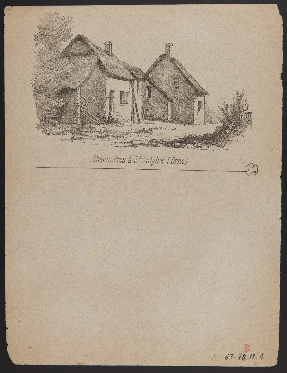 estampe Chaumières à St Sulpice (Orne) 1963.78.12.4 Photo