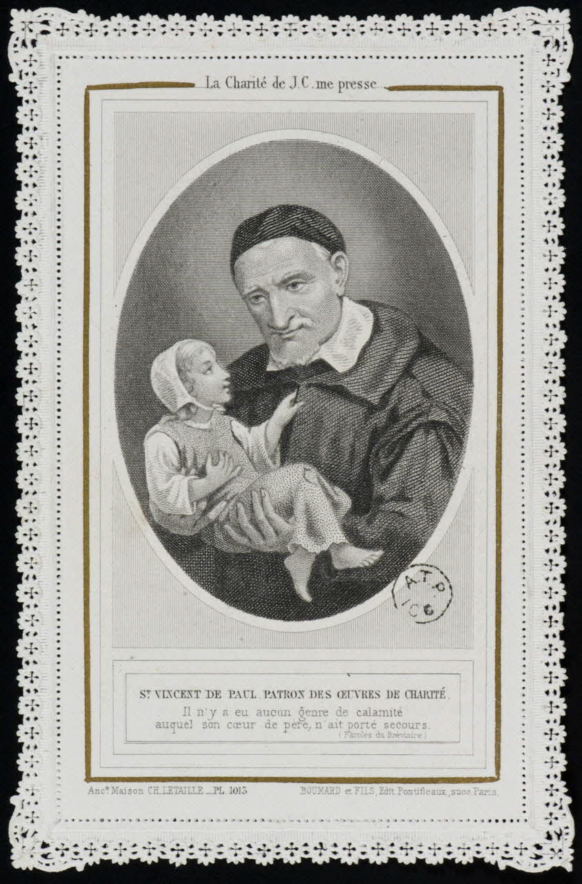 estampe ST. VINCENT DE PAUL PATRON DES OEUVRES DE CHARITE. 1963.78.2 Photo