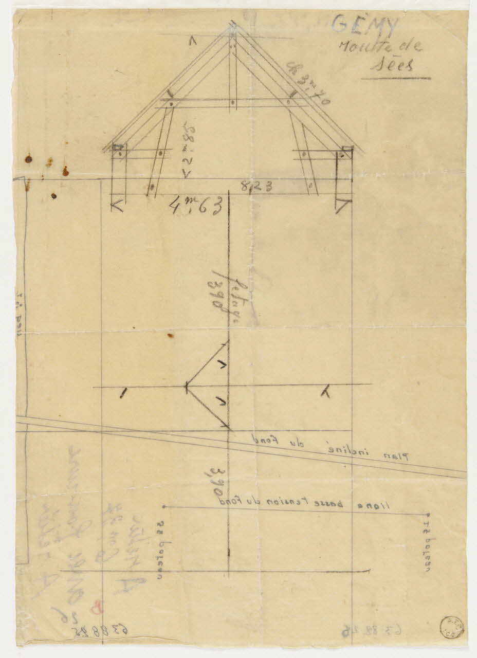 François Charbonneau EPURE D'UNE CHARPENTE Epure d'une charpente 1963/5/10 1963.88.26 Photo