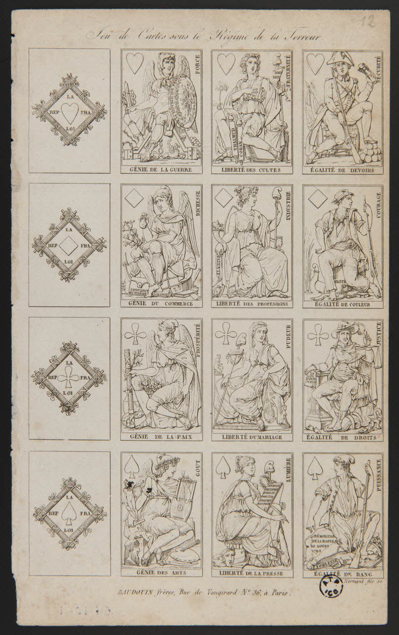 estampe Jeu de Cartes sous le Régime de la Terreur. 1964.101.1 Photo