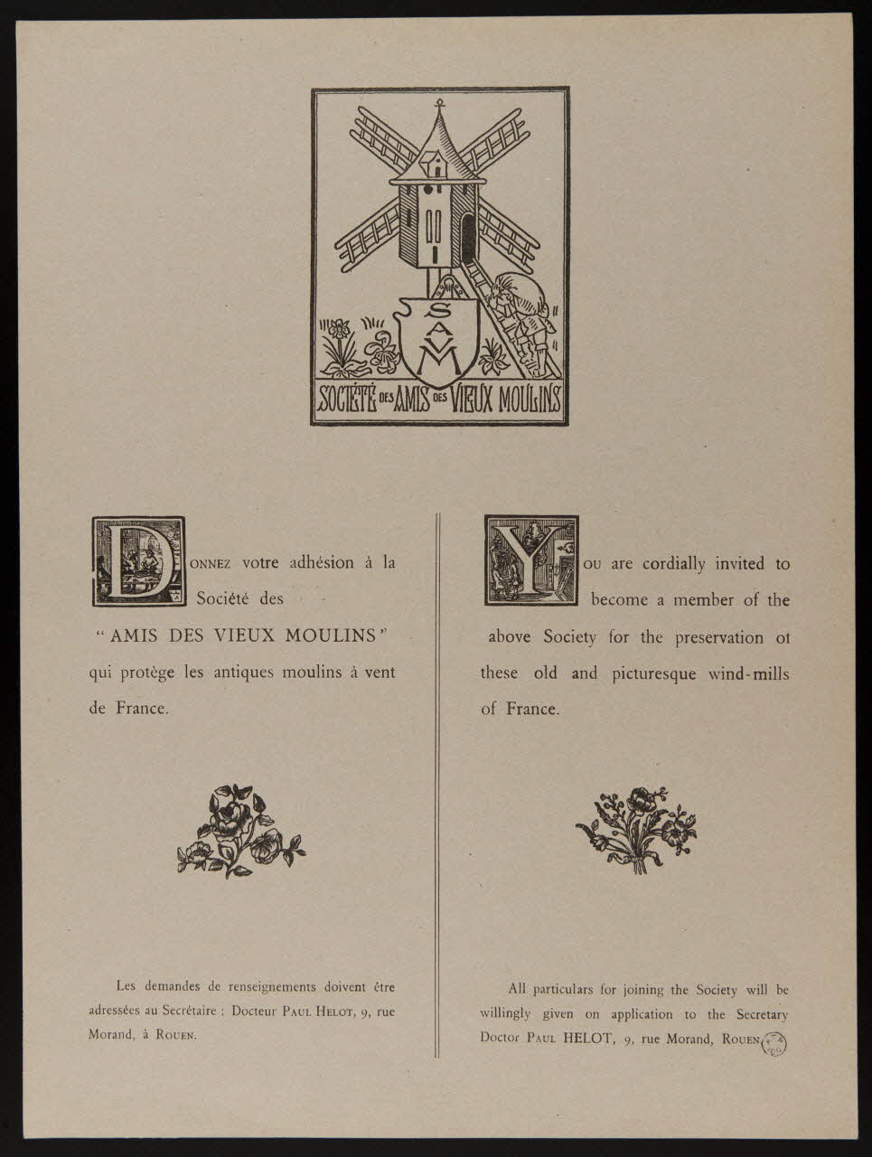 estampe SOCIETE DES AMIS DES VIEUX MOULINS 1964.12.114 Photo