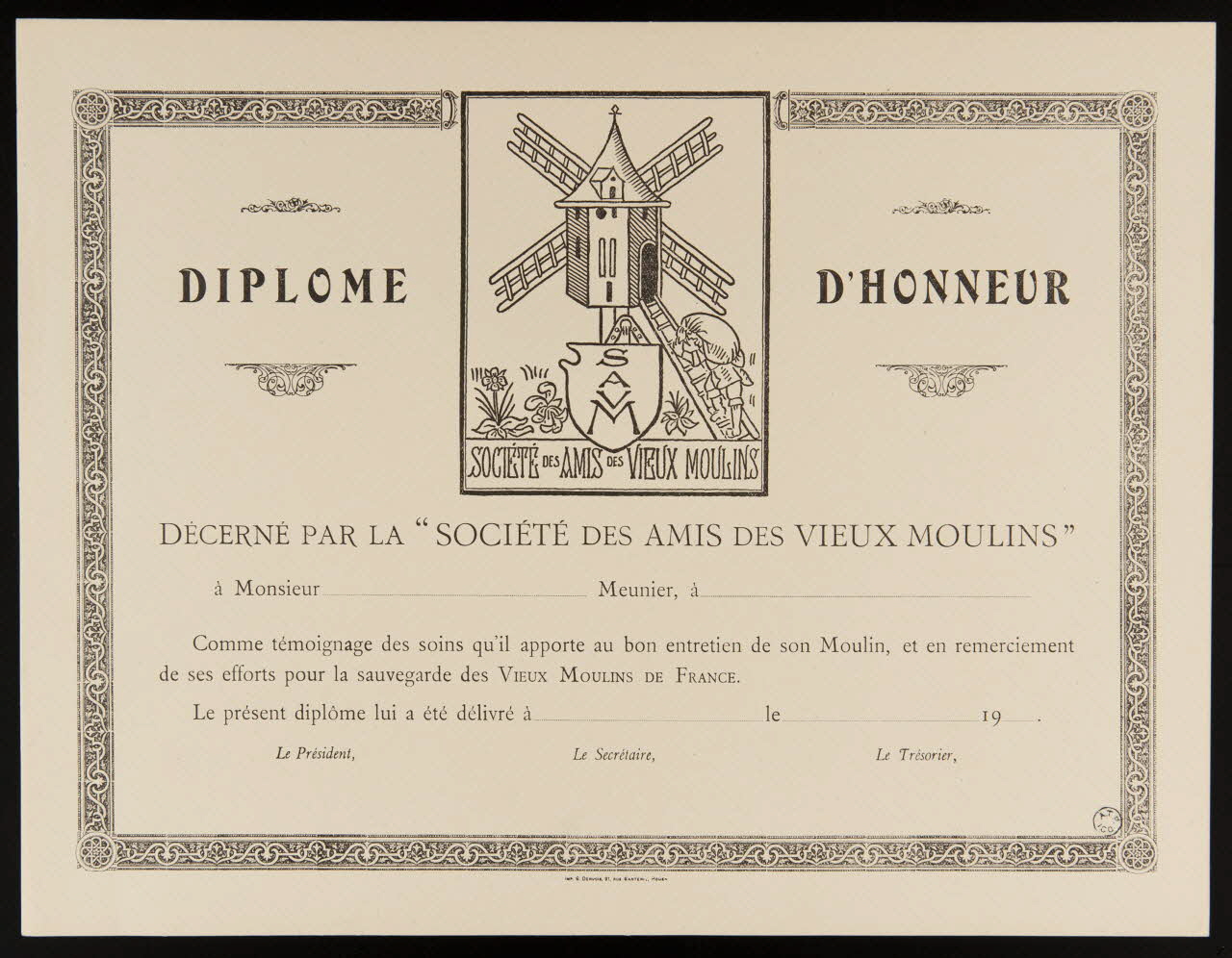 estampe DIPLOME D'HONNEUR 1964.12.116 Photo