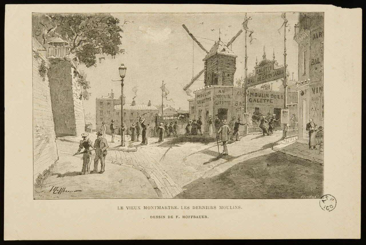 estampe LE VIEUX MONTMARTRE, LES DERNIERS MOULINS. 1964.12.12 Photo