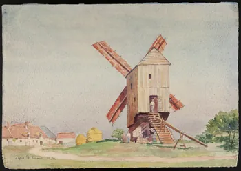 dessin Un moulin en Beauce d'après Ed. Renaud 1964.12.17 Photo