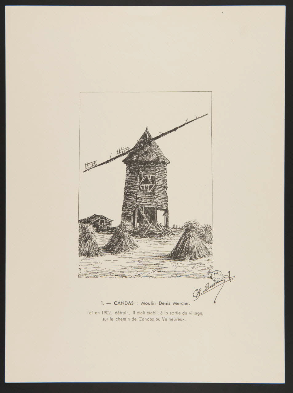 estampe 1. - CANDAS : Moulin Denis Mercier. 1964.12.24.2 Photo
