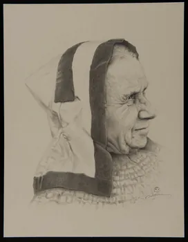 Gaston Dolbeau dessin Portrait d'une vendéenne 1964 1964.120.5  Photo