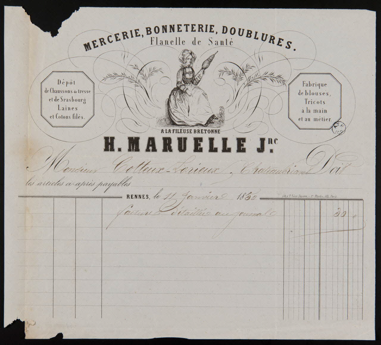 estampe MERCERIE, BONNETERIE, DOUBLURES. 1964.122.19 Photo