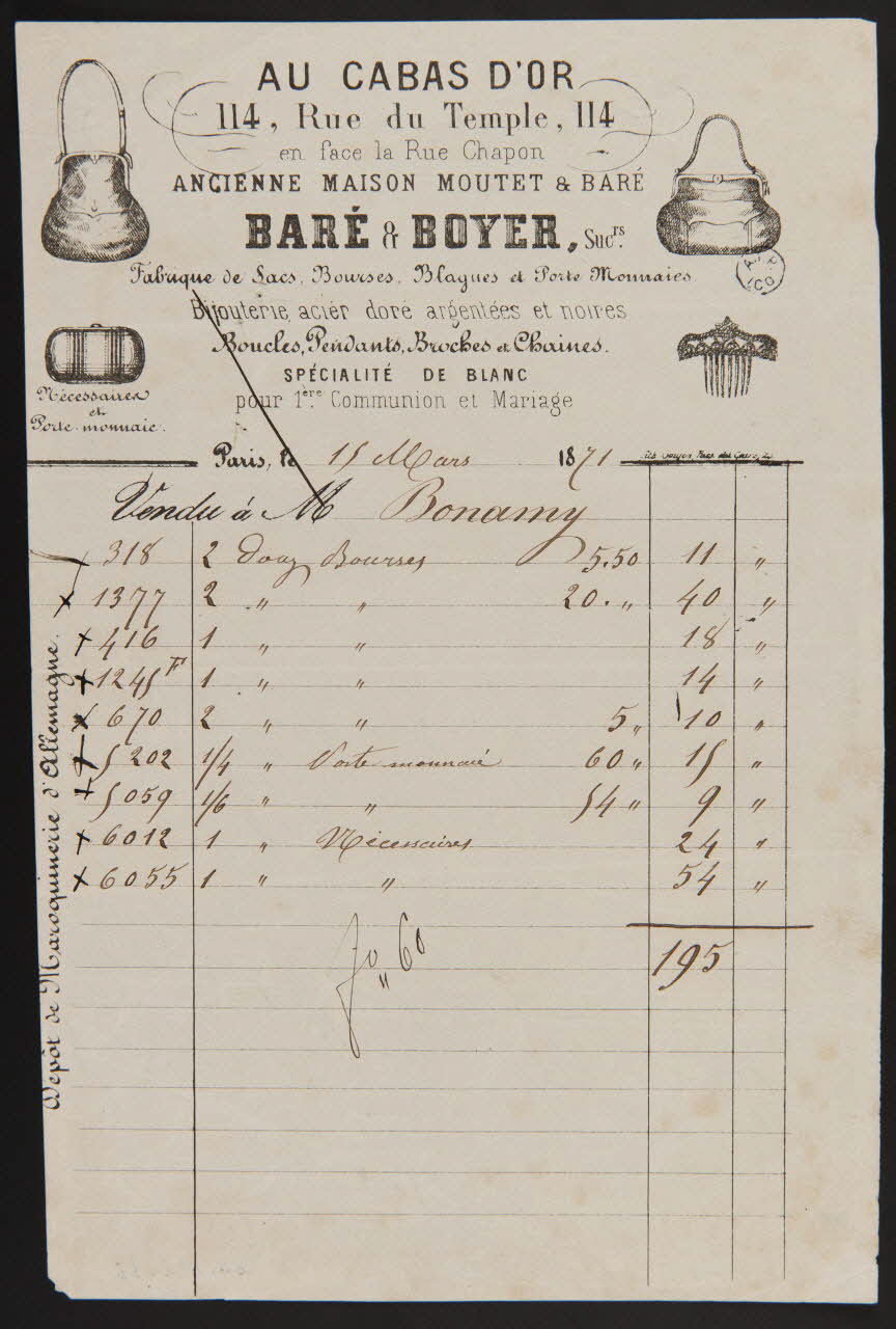 estampe AU CABAS D'OR  BARE & BOYER. 1964.122.33 Photo