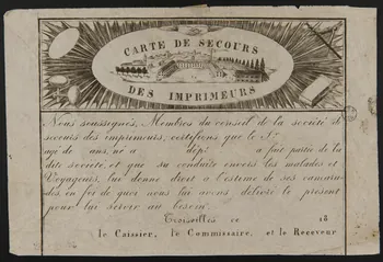 estampe CARTE DE SECOURS  DES IMPRIMEURS 1964.122.35 Photo