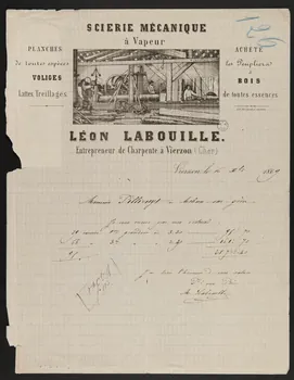 estampe SCIERIE MECANIQUE  à Vapeur  LEON LABOUILLE. 1964.122.4 Photo