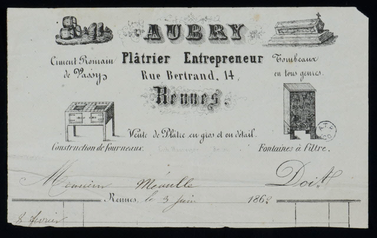 estampe AUBRY  Plâtrier Entrepreneur 1964.122.41 Photo