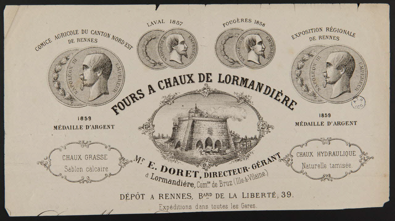 estampe FOURS A CHAUX DE LORMANDIERE  Mr E. DORET, DIRECTEUR-GERANT 1964.122.42 Photo