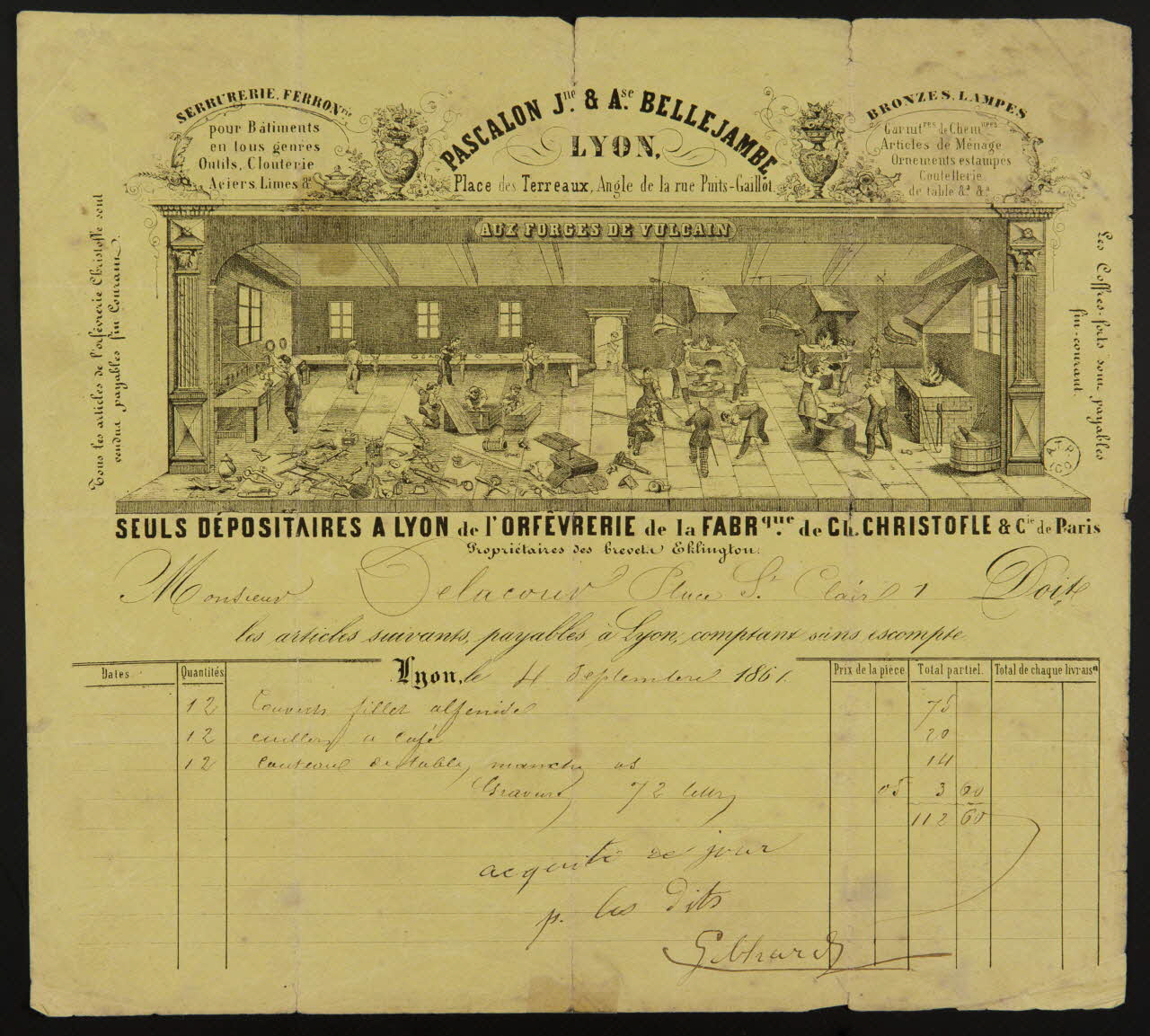 estampe AUX FORCES DE VULCAIN  PASCALON Jne & Ase BELLEJAMBE  LYON. 1964.122.46 Photo