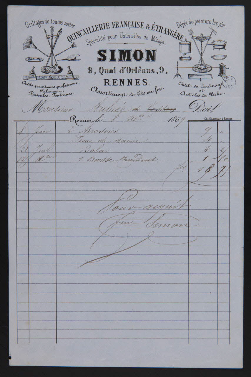 estampe QUINCAILLERIE FRANCAISE & ETRANGERE  Spécialité pour Ustensiles de Ménage.  SIMON 1964.122.48 Photo