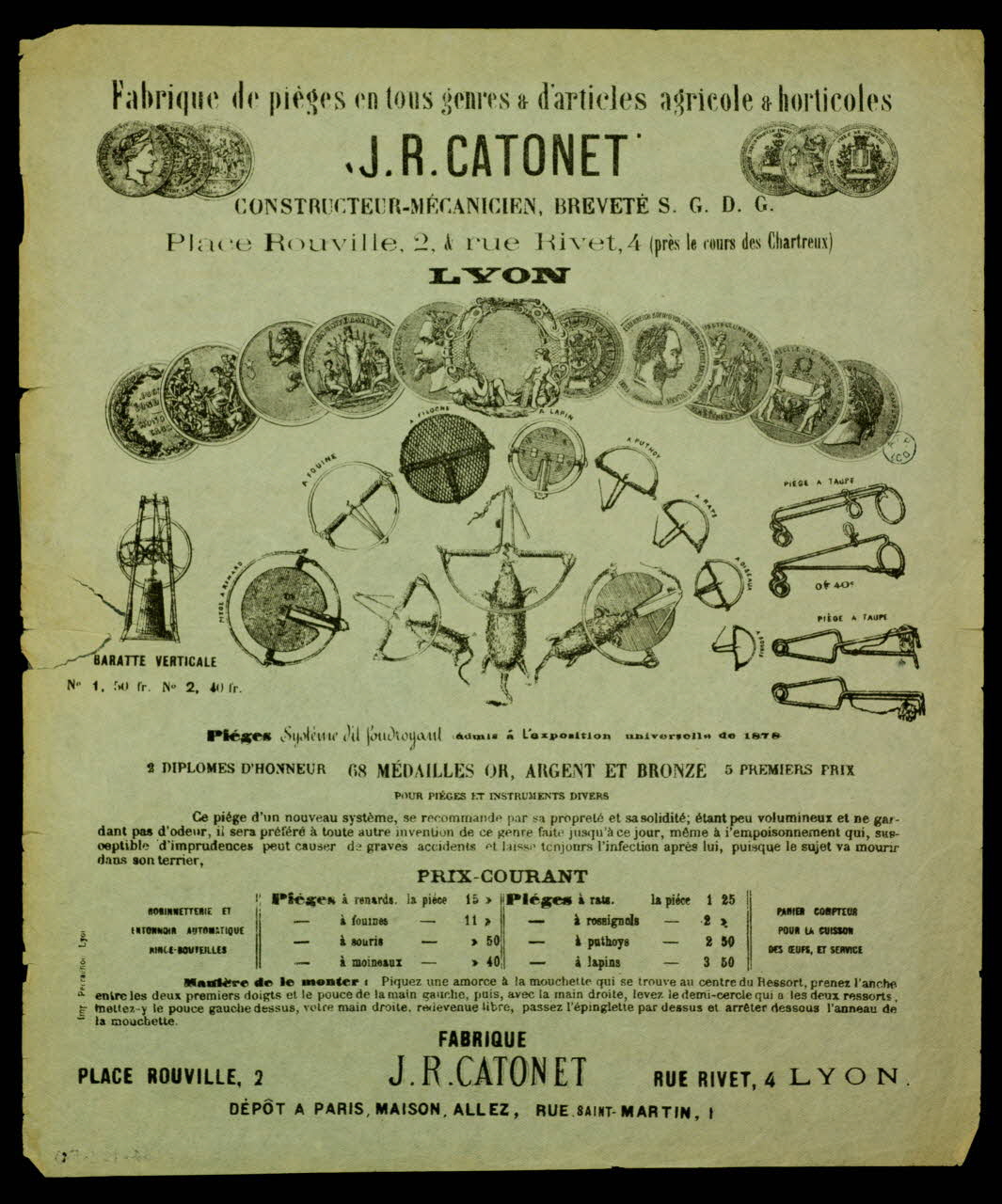 estampe Fabrique de pièges en tous genres & d'articles agricole & horticoles  J.R. CATONET 1964.122.50 Photo