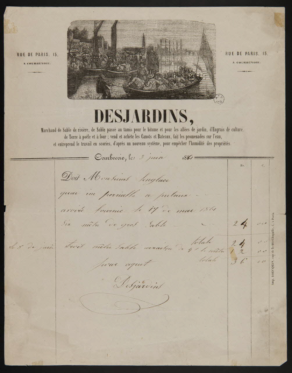 estampe DESJARDINS,  Marchand de Sable de rivière, de Sable passé au tamis pour le bitume et pour les allées de jardin, d'Engrais de culture,  de Terre à poêle et à four 1964.122.55 Photo
