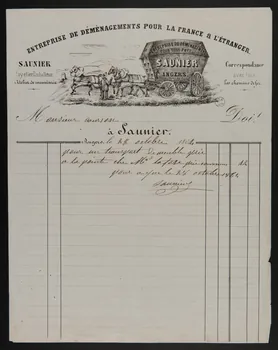 estampe ENTREPRISE DE DEMENAGEMENTS POUR LA FRANCE & L'ETRANGER. 1964.122.70 Photo