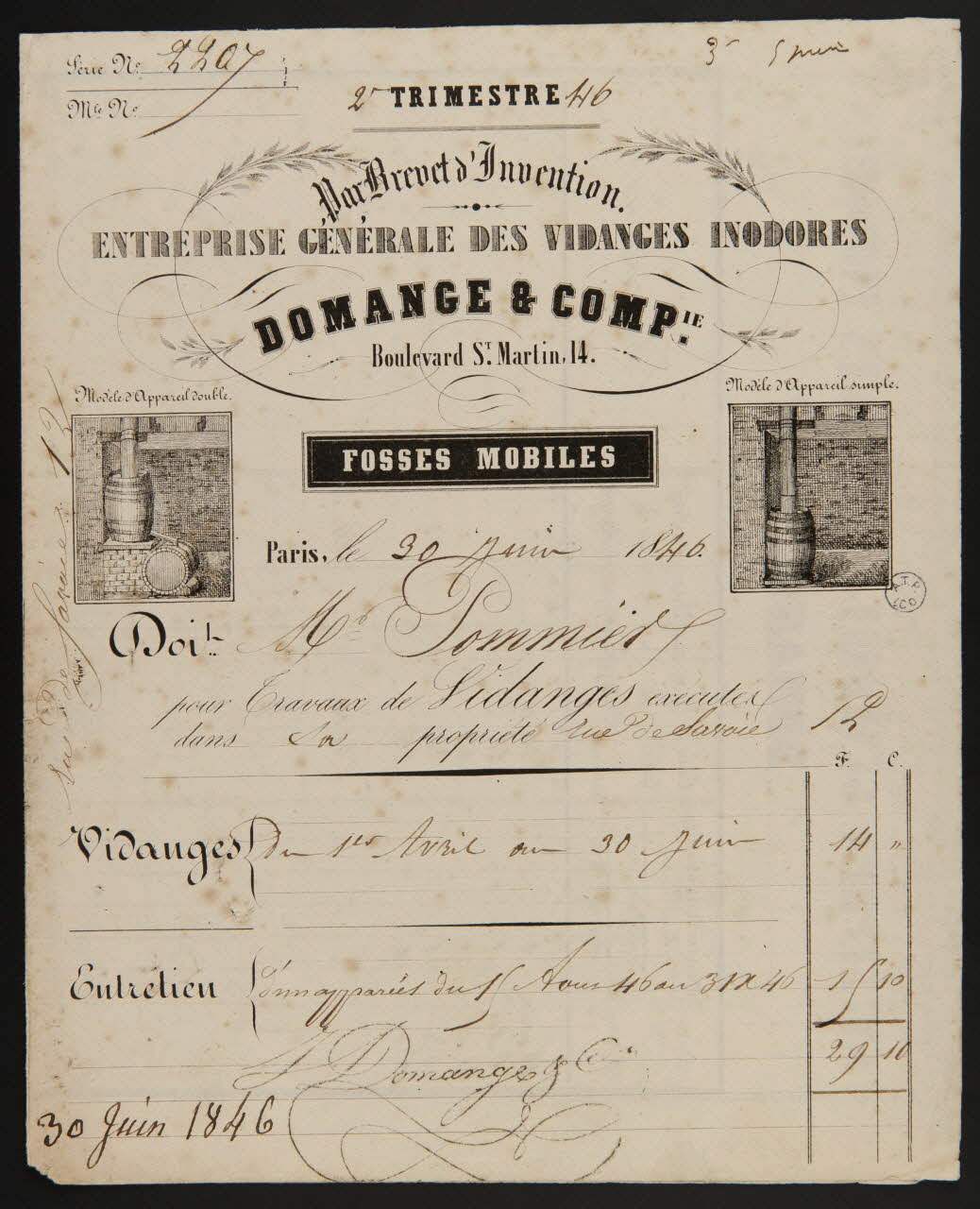 estampe ENTREPRISE GENERALE DES VIDANGES INODORES  DOMANGE & COMPie. 1964.122.74 Photo