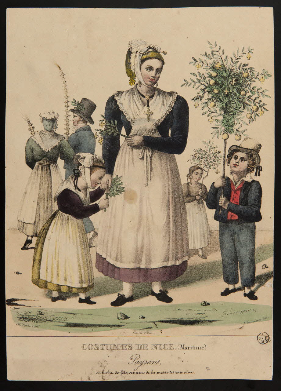Charles Barberi ; Villain ; Emilien Desmaisons élément d'ensemble COSTUMES DE NICE. (Maritime.)  Paysans 1831 1964.128.6 Photo