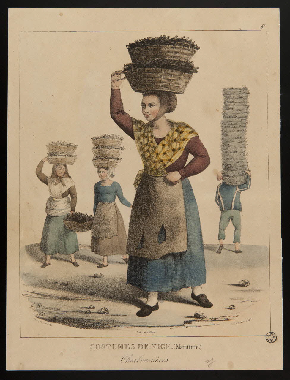 Charles Barberi ; Villain ; Emilien Desmaisons élément d'ensemble COSTUMES DE NICE. (Maritime.)  Charbonnières. 1831 1964.128.9 Photo