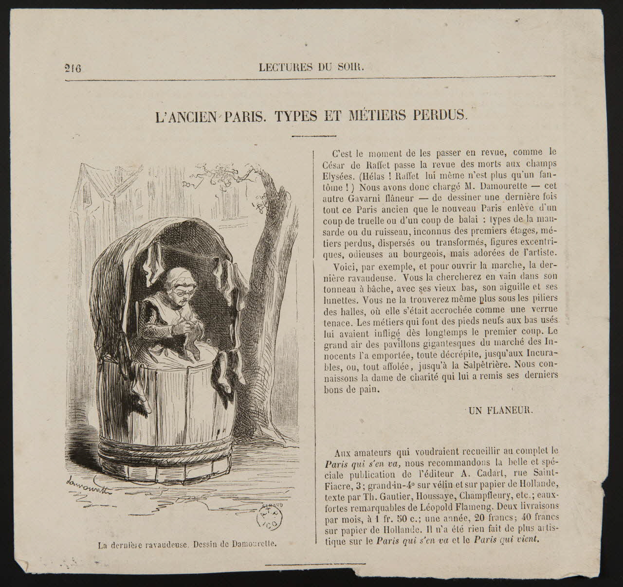 estampe La dernière ravaudeuse. Dessin de Damourette. 1964.129.10 Photo