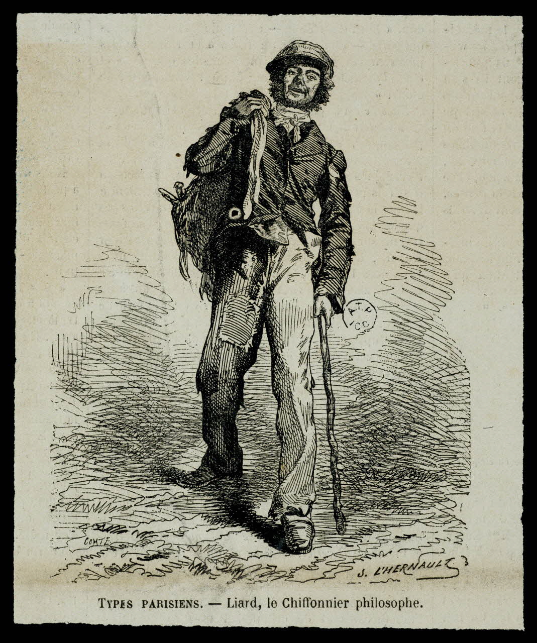 estampe TYPES PARISIENS. - Liard, le Chiffonnier philosophe. 1964.129.11 Photo