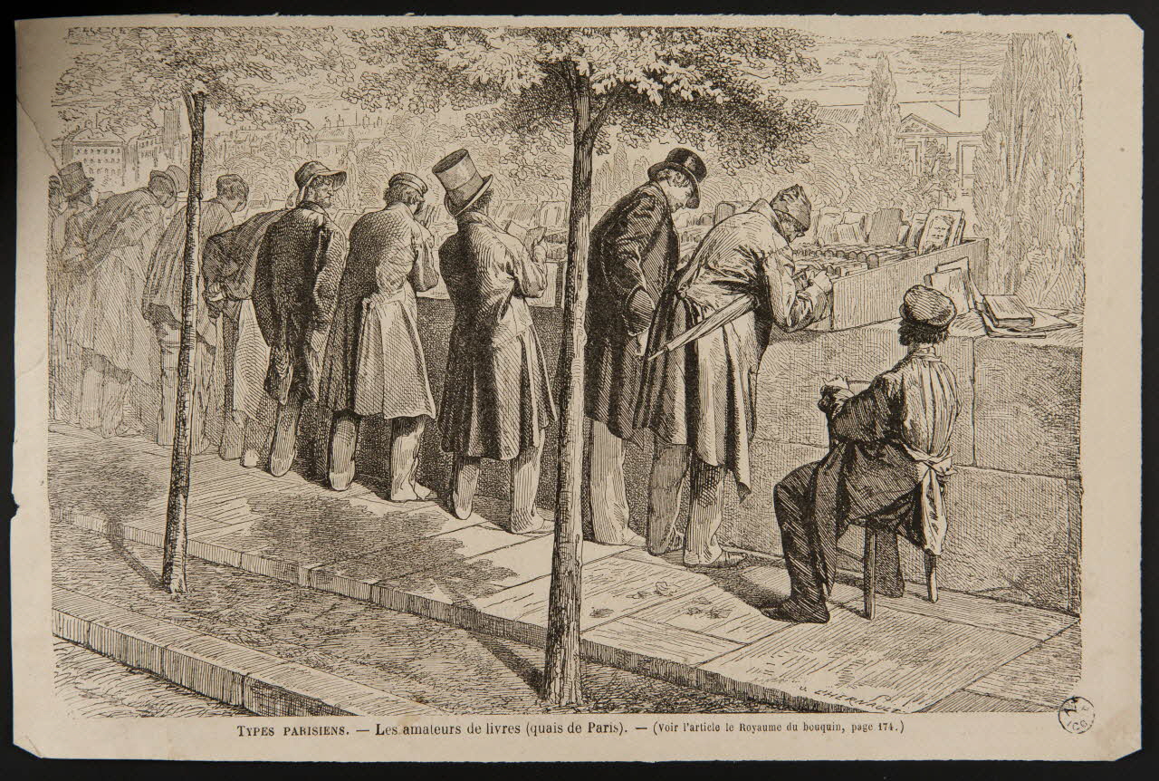 estampe TYPES PARISIENS. - Les amateurs de livres (quais de Paris). 1964.129.14 Photo