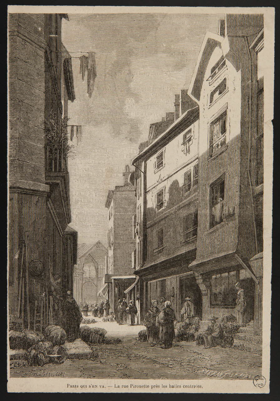 estampe PARIS QUI S'EN VA. - La rue Pirouette près les halles centrales. 1964.129.15 Photo