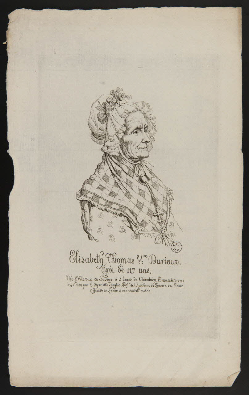 estampe Elisabeth Thomas Vve Durieux,  âgée de 117 ans. 1964.129.3 Photo