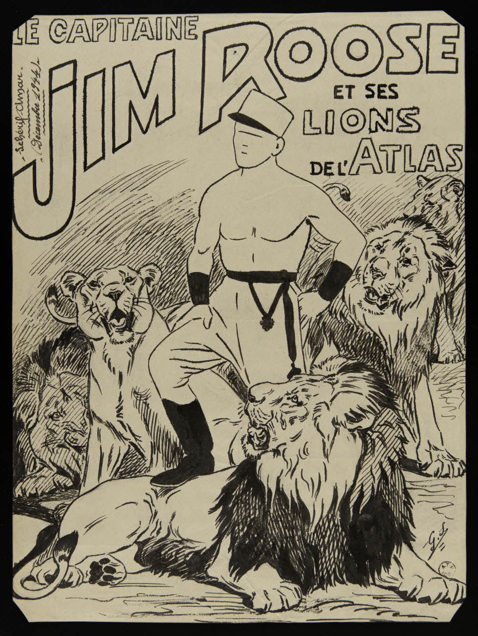 Gustave Soury dessin LE CAPITAINE JIM ROOSE ET SES LIONS 1944 1964.23.12 Photo