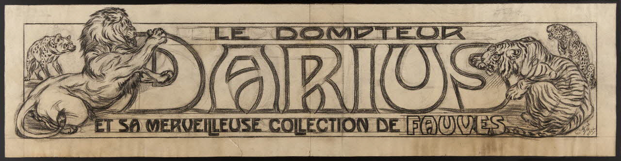 Gustave Soury dessin LE DOMPTEUR DARIUS ET SA MERVEILLEUSE COLLECTION DE FAUVES 1924 1964.23.36  Photo