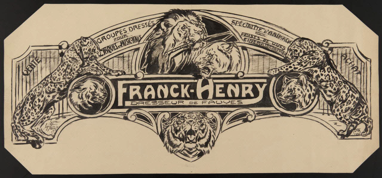 Gustave Soury dessin FRANCK-HENRY DRESSEUR DE FAUVES 1924 1964.23.50 Photo