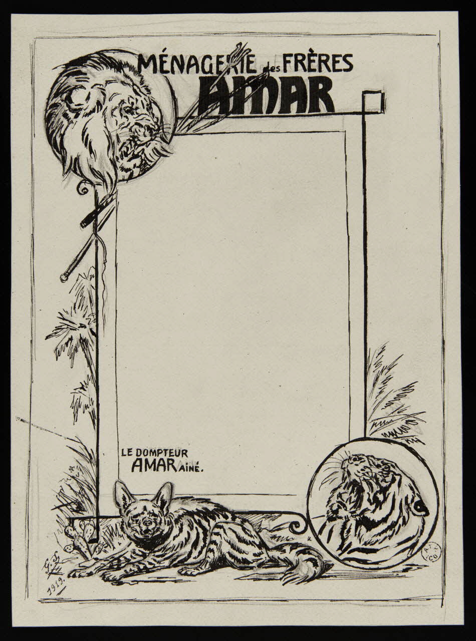 Gustave Soury dessin MENAGERIE DES FRERES  AMAR 1919 1964.23.68 Photo