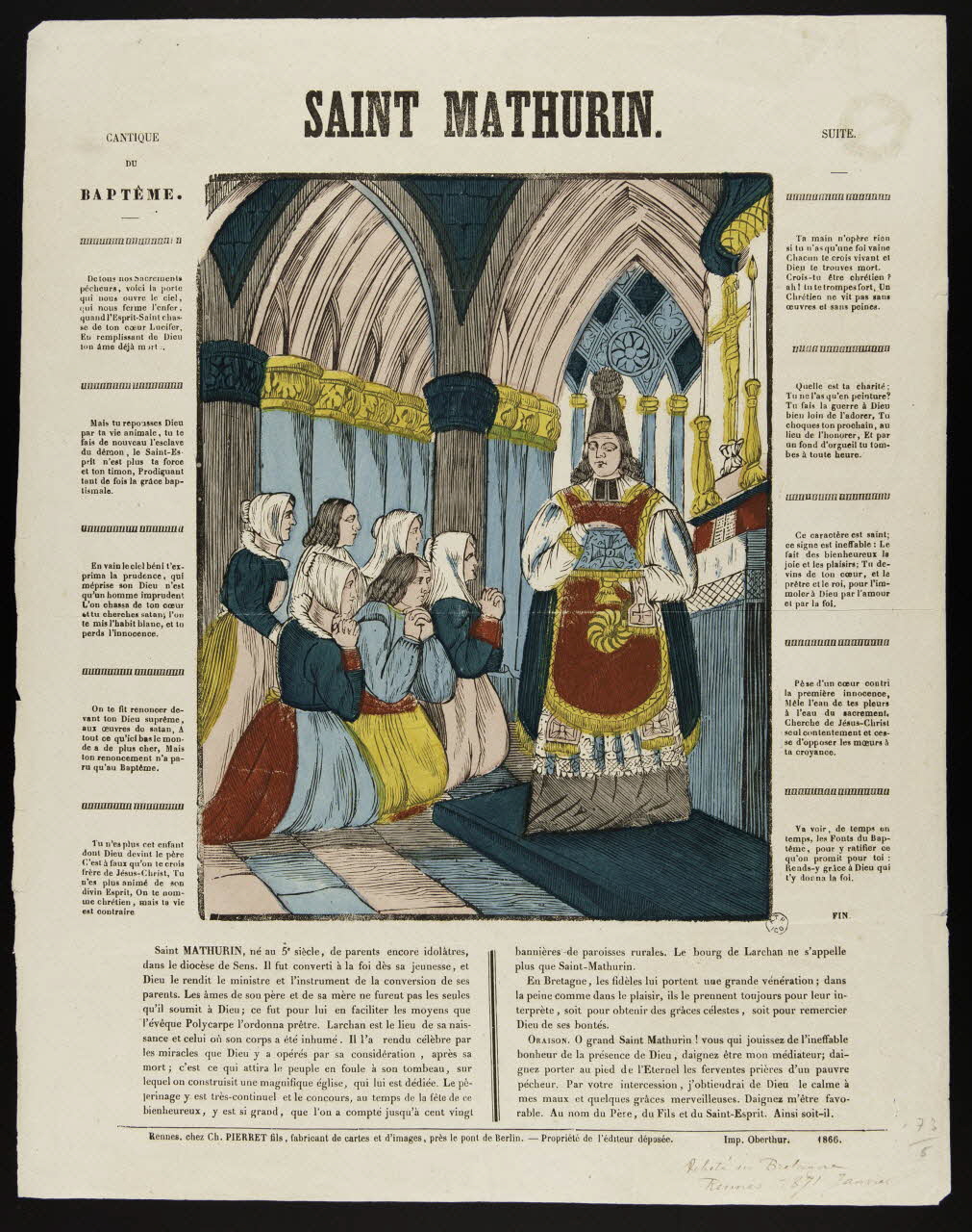 Charles Pierret ; François, Charles Oberthür estampe SAINT MATHURIN. Rennes 1866 1964.26.1 Photo