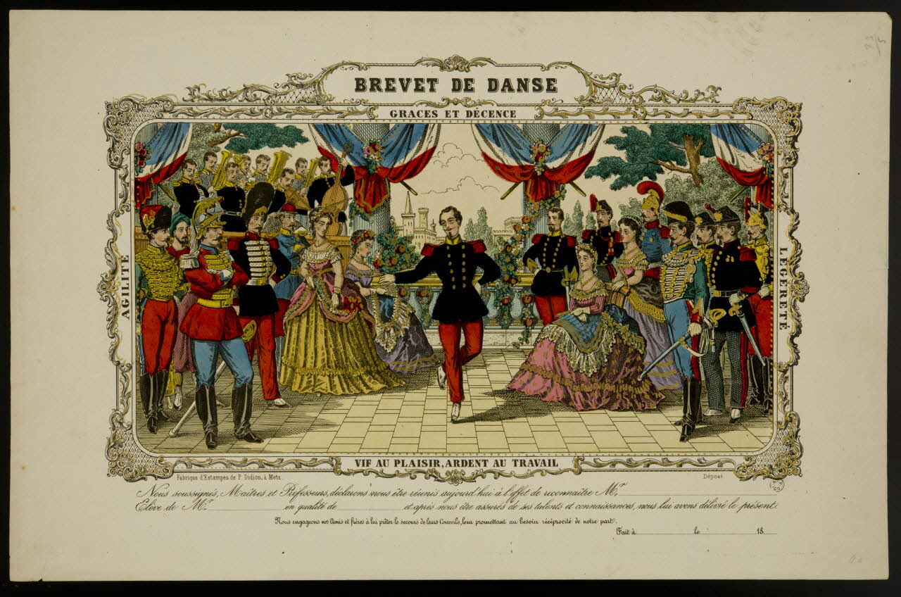 Paulin Didion estampe BREVET DE DANSE. Metz 1869-1879 1964.26.5 Photo