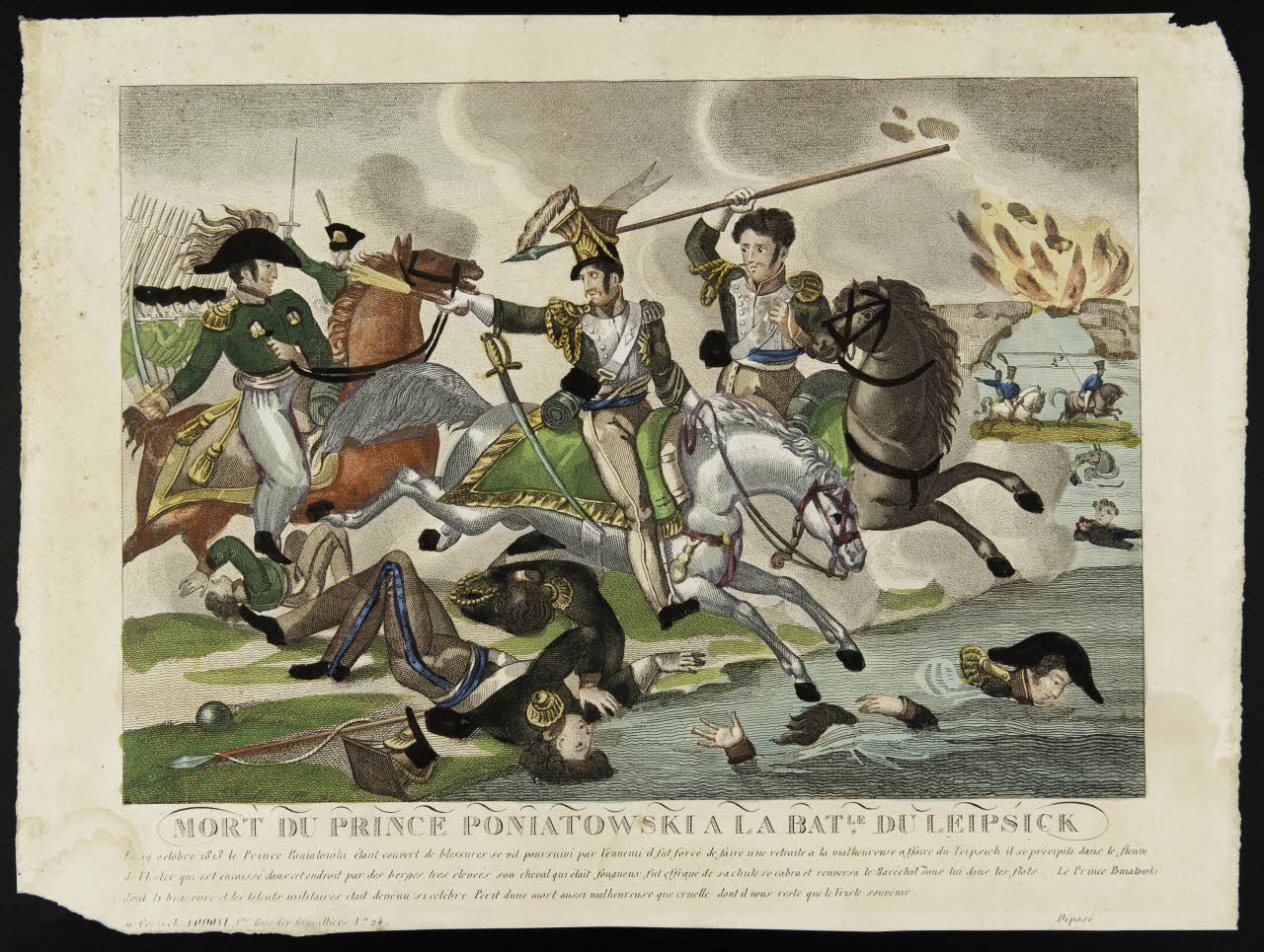 estampe MORT DU PRINCE PONIATOWWSKI A LA BATLE DU LEIPSICK. 1964.34.4 Photo