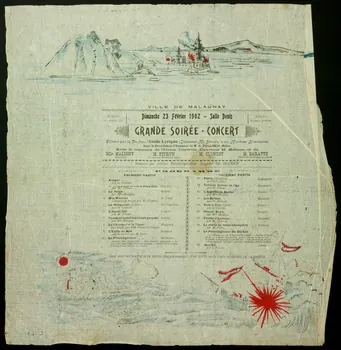 estampe VILLE DE MALAUNAY  Dimanche 23 Février 1902 - Salle Denis  GRANDE SOIREE-CONCERT 1964.36.7 Photo