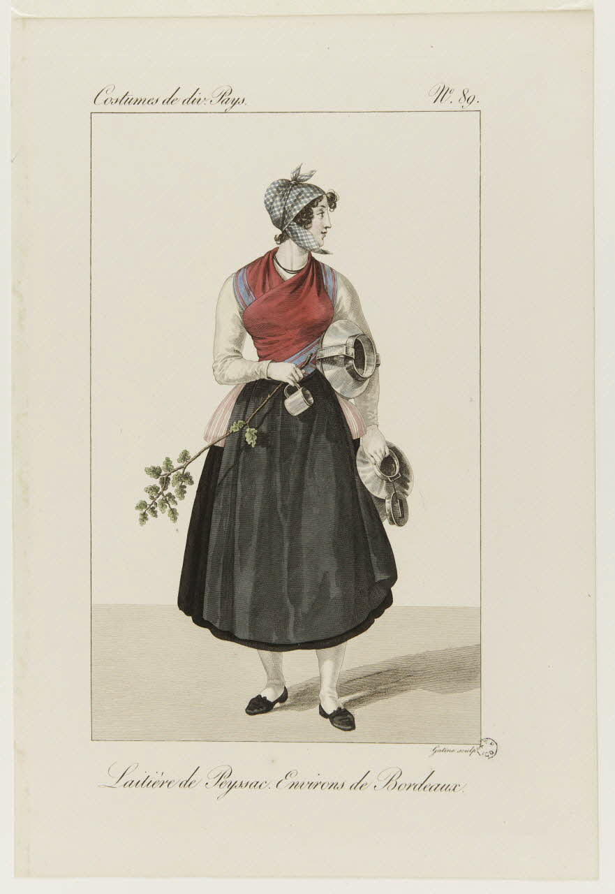estampe Costumes de div. Pays.  Laitière de Peyssac. Environs de Bordeaux. 1964.39.48 Photo