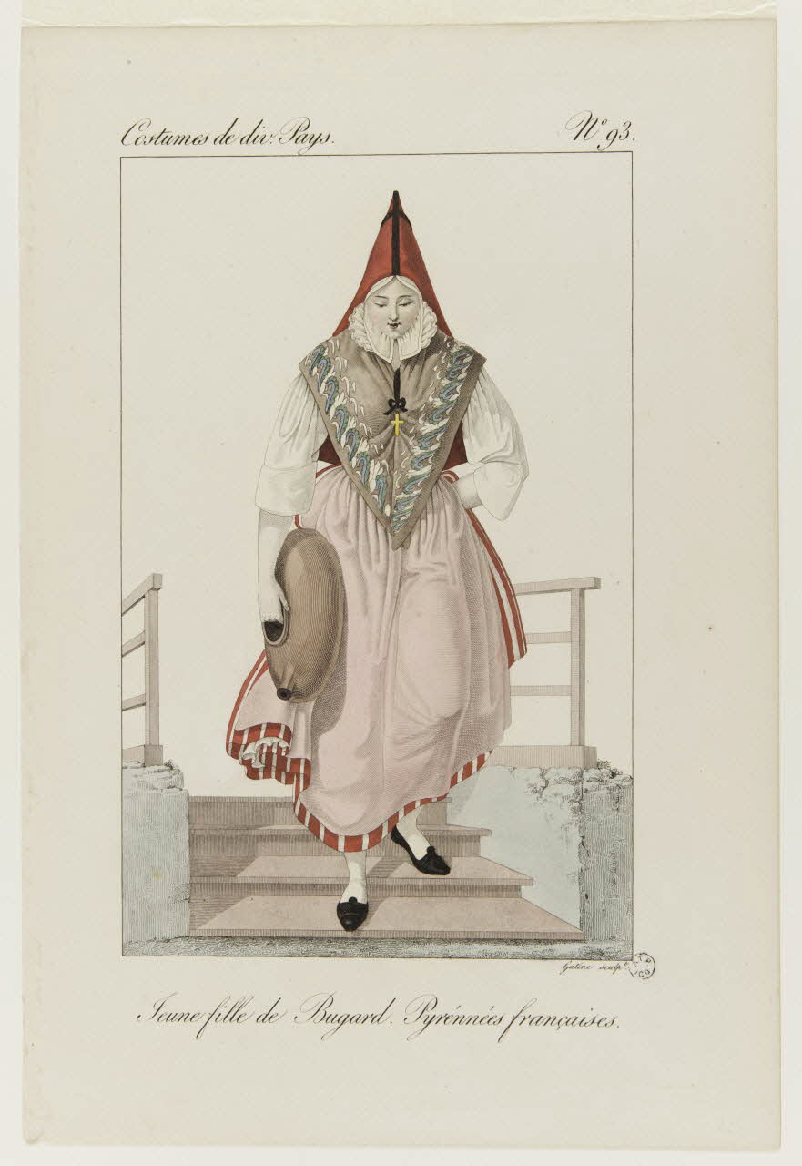 estampe Costumes de div. Pays  Jeune fille de Bugard. Pyrénnées françaises. (sic) 1964.39.52 Photo
