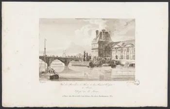 estampe Vue du Pavillon de Flore et des Bains Vigier  à Paris. 1964.39.8 Photo